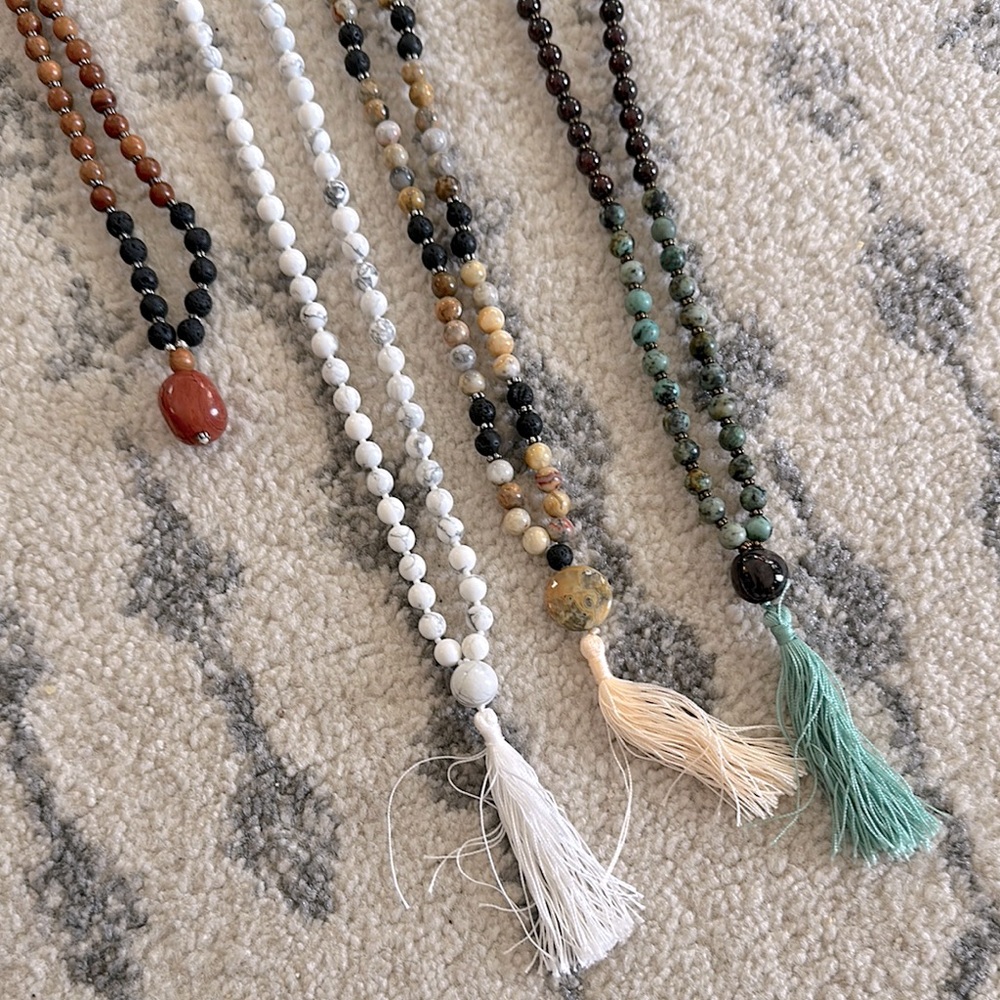 Elegant Beaded Prayer/Meditation Necklace Set with Tassels